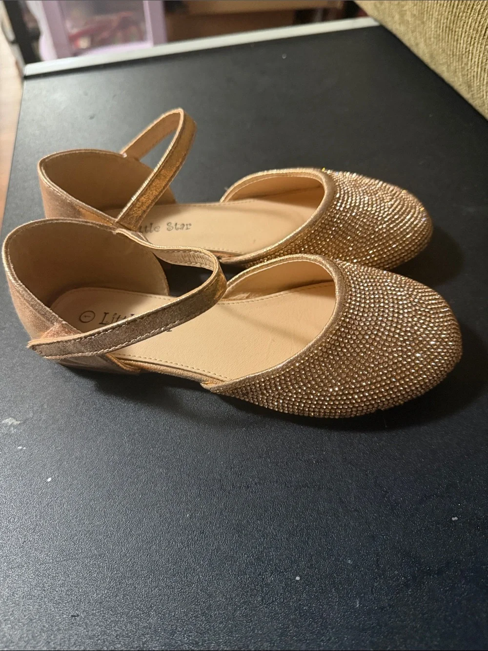 Chinese Laundry Kids Gold Glitter Strap Flats